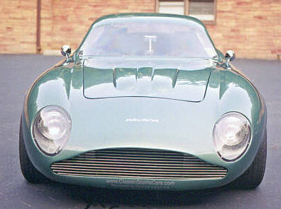 Front view of our clone of Aston Martin's DB4 GT Zagato